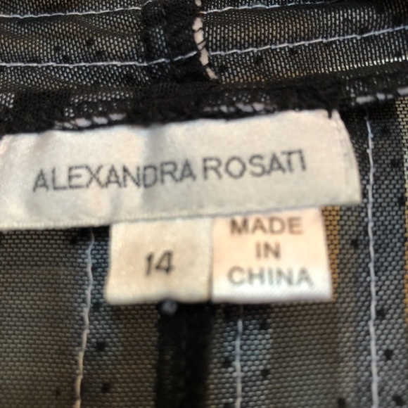 ALEXANDRA ROSATI - L Sz 14 black sheer/white ribbon zip top. GREAT CONDITION! - Picture 4 of 14